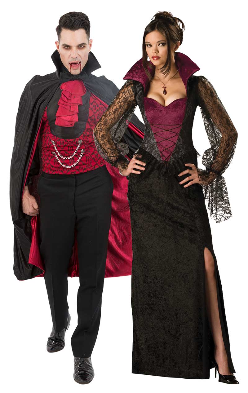 Gothic Vampiress & Count Bloodythirsty Couples Costume - Joke.co.uk