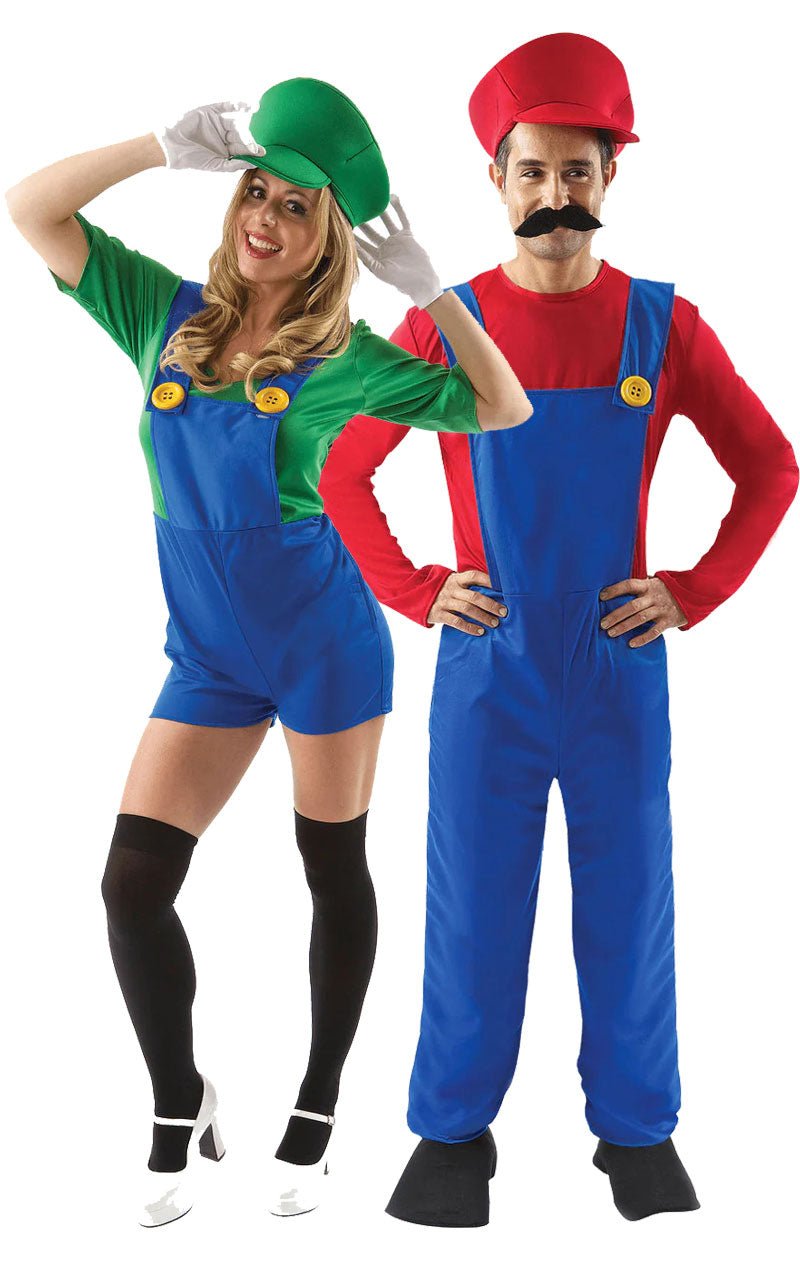 Man & Woman Video Game Plumbers Couples Costume - Version 2 - Joke.co.uk