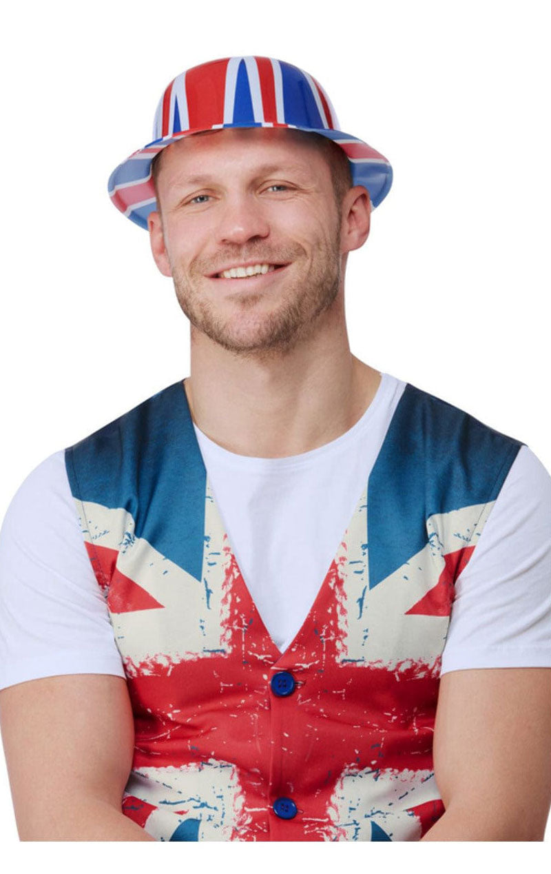 Adult Unisex Plastic Union Jack Bowler Hat