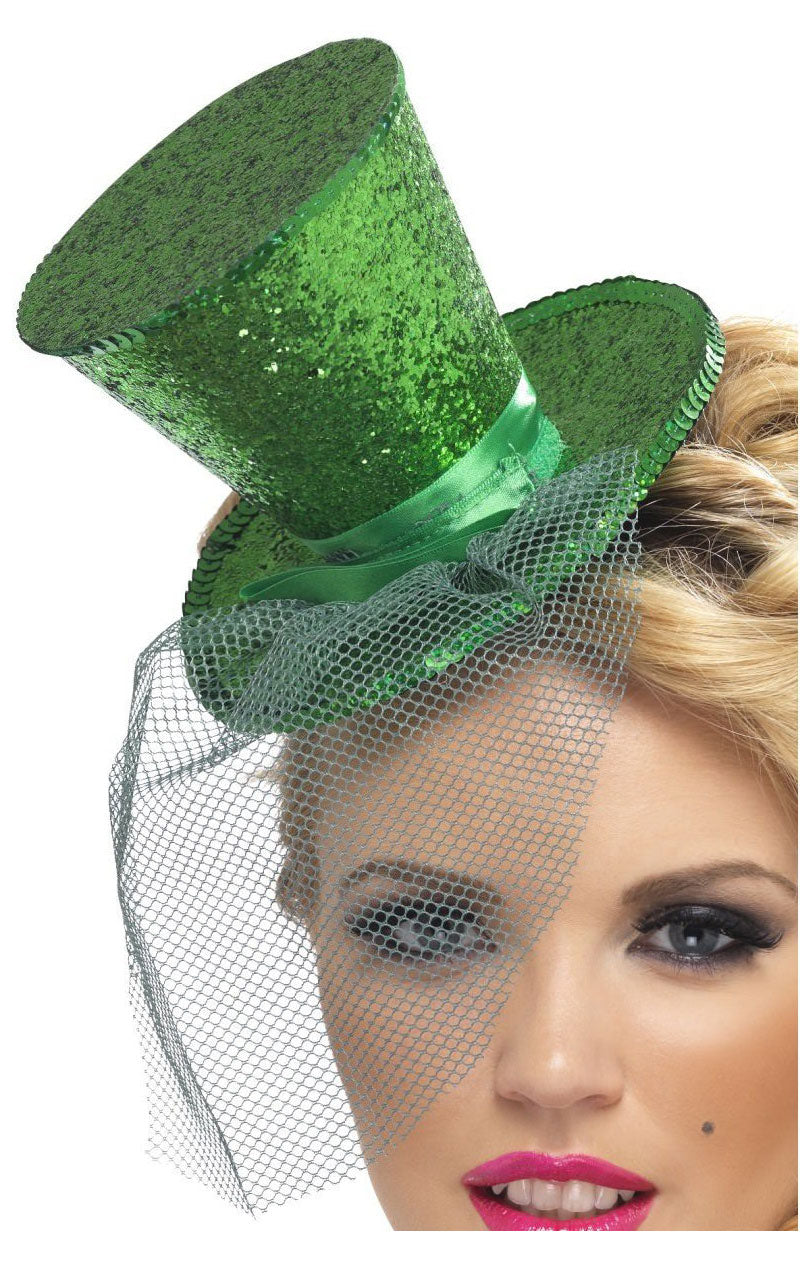 Green Glitter Mini Top Hat