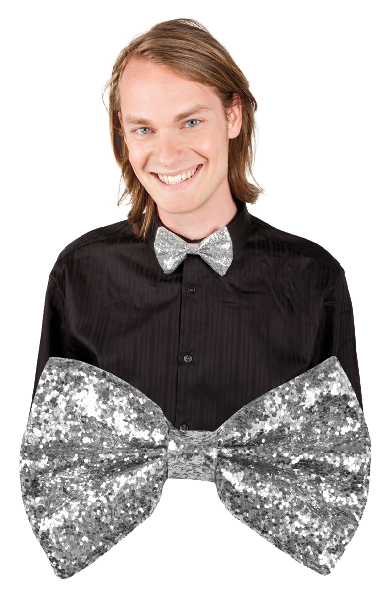 Silver Glitter Bow Tie