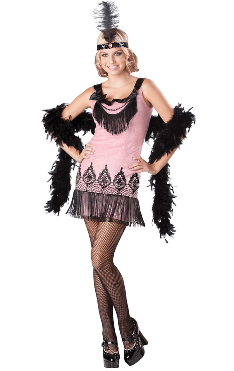 Womens Pink Flirty Flapper Costume