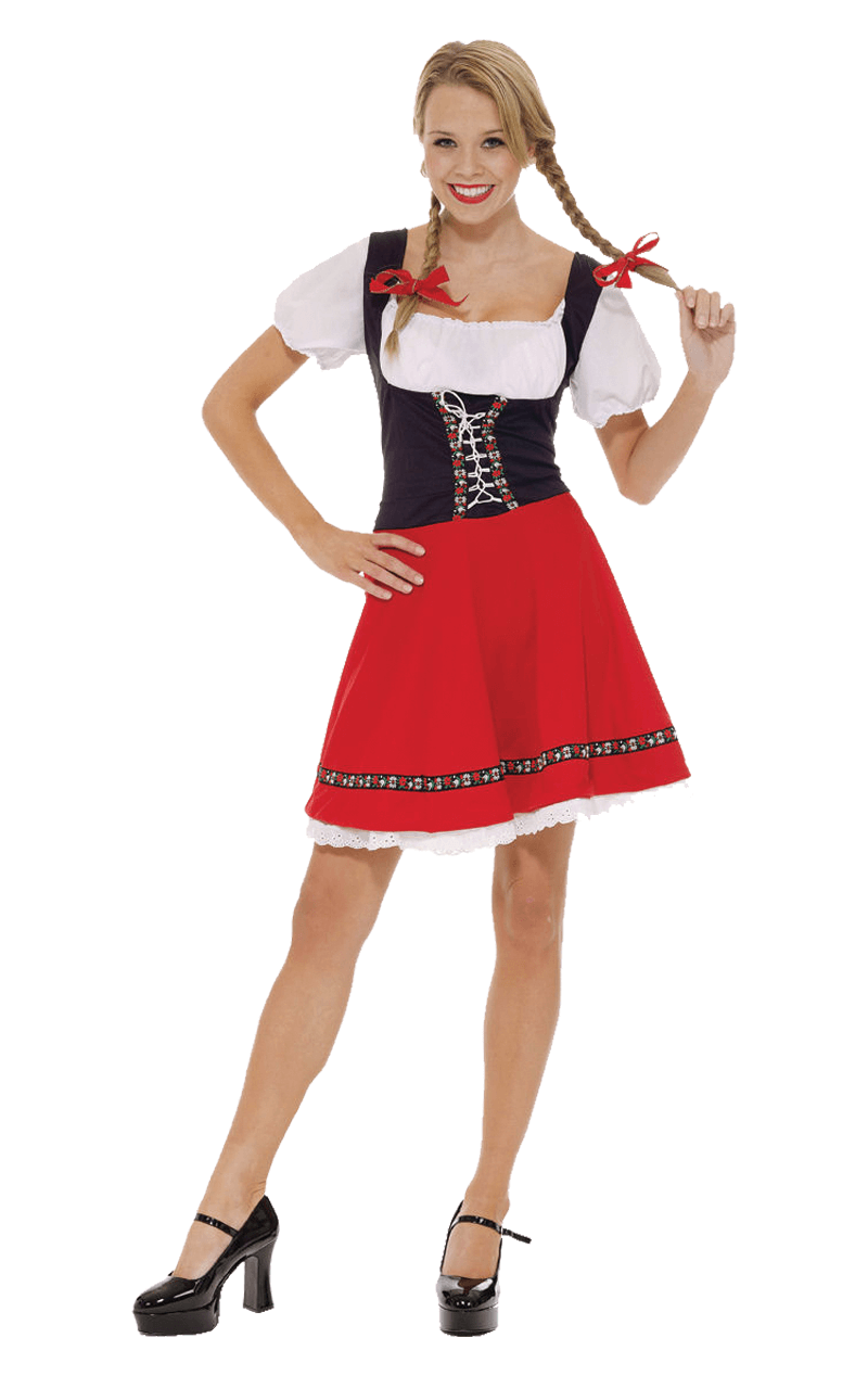 Womens Red Oktoberfest Bavarian Costume