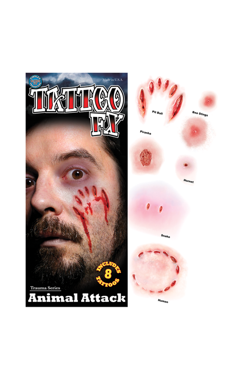 Animal Attack Gorywood Temporary Tattoos