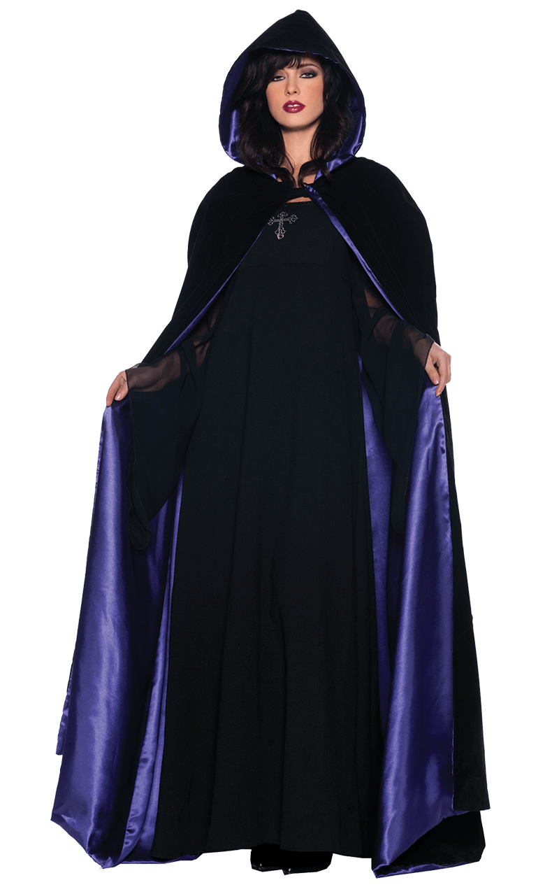 Adult Deluxe Velvet and Satin Purple Cape