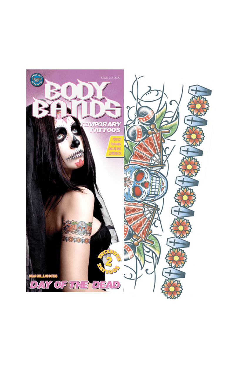 Skull Body Band Temporary Tattoo