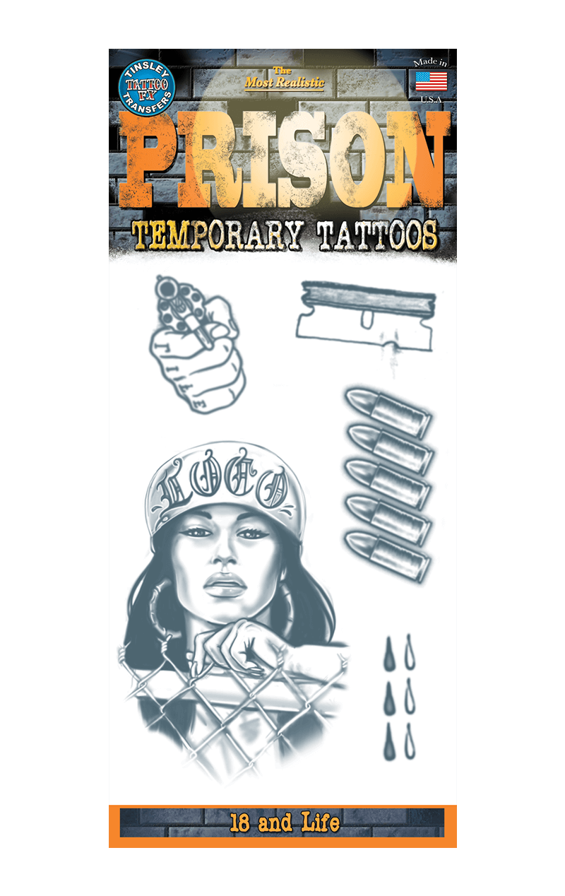 Prison Temporary Tattoo Set