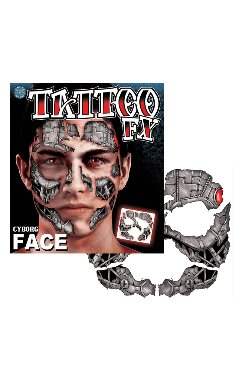 Cyborg Face Temporary Tattoo