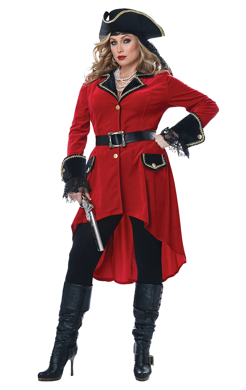 Womens Plus Size Captain Hook Costume