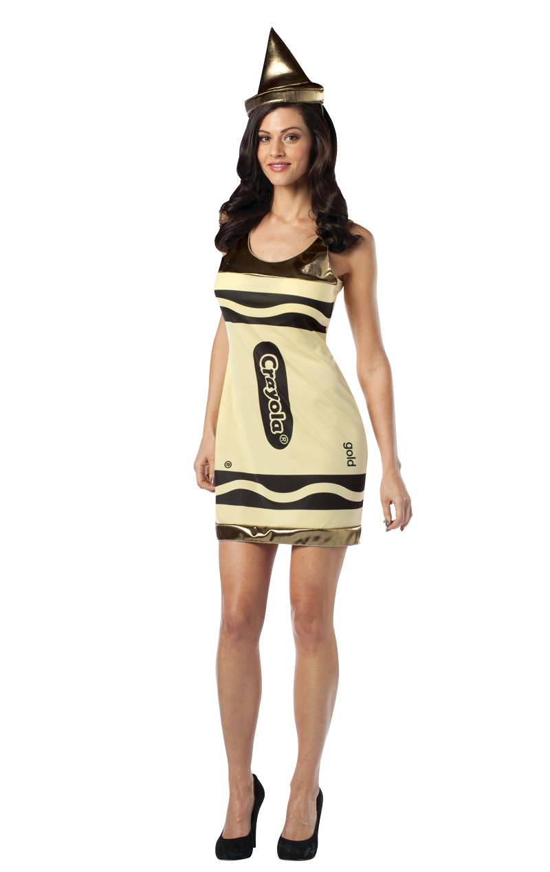 Womens Gold Crayola Crayon Dress Costume