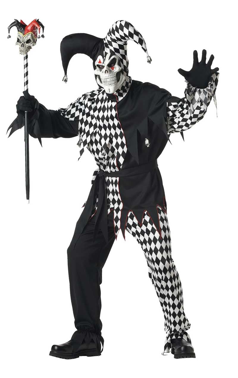 Mens Evil Jester Plus Size Costume