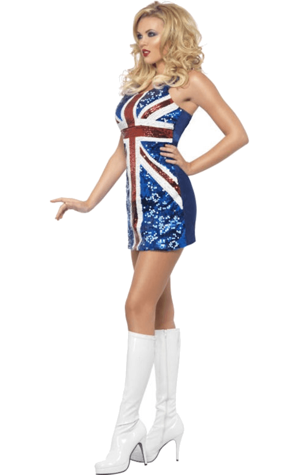 Womens Geri Halliwell Sequin Union Jack Costume