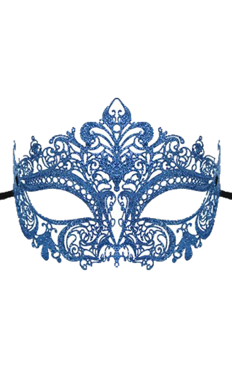 Blue Glitter Masquerade Mask