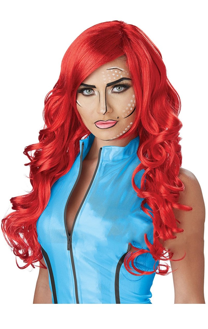 Adult Pop Art Red Superhero Wig - Joke.co.uk