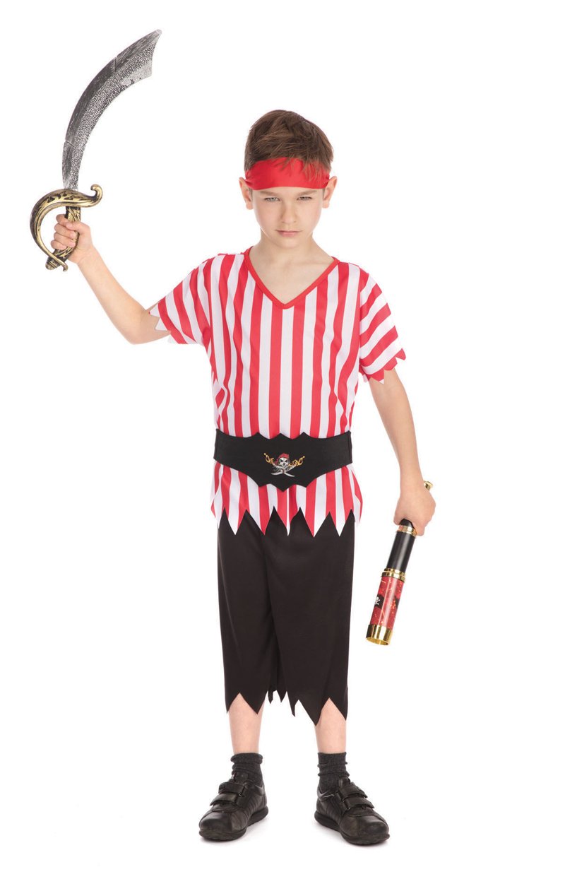 Childrens Striped Pirate Boy Costume - Joke.co.uk