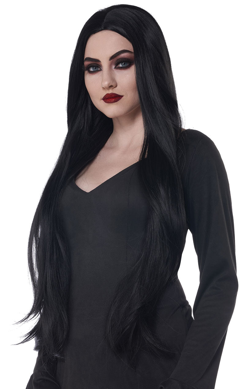 Womens Black Extra Long Cosplay Wig - Joke.co.uk