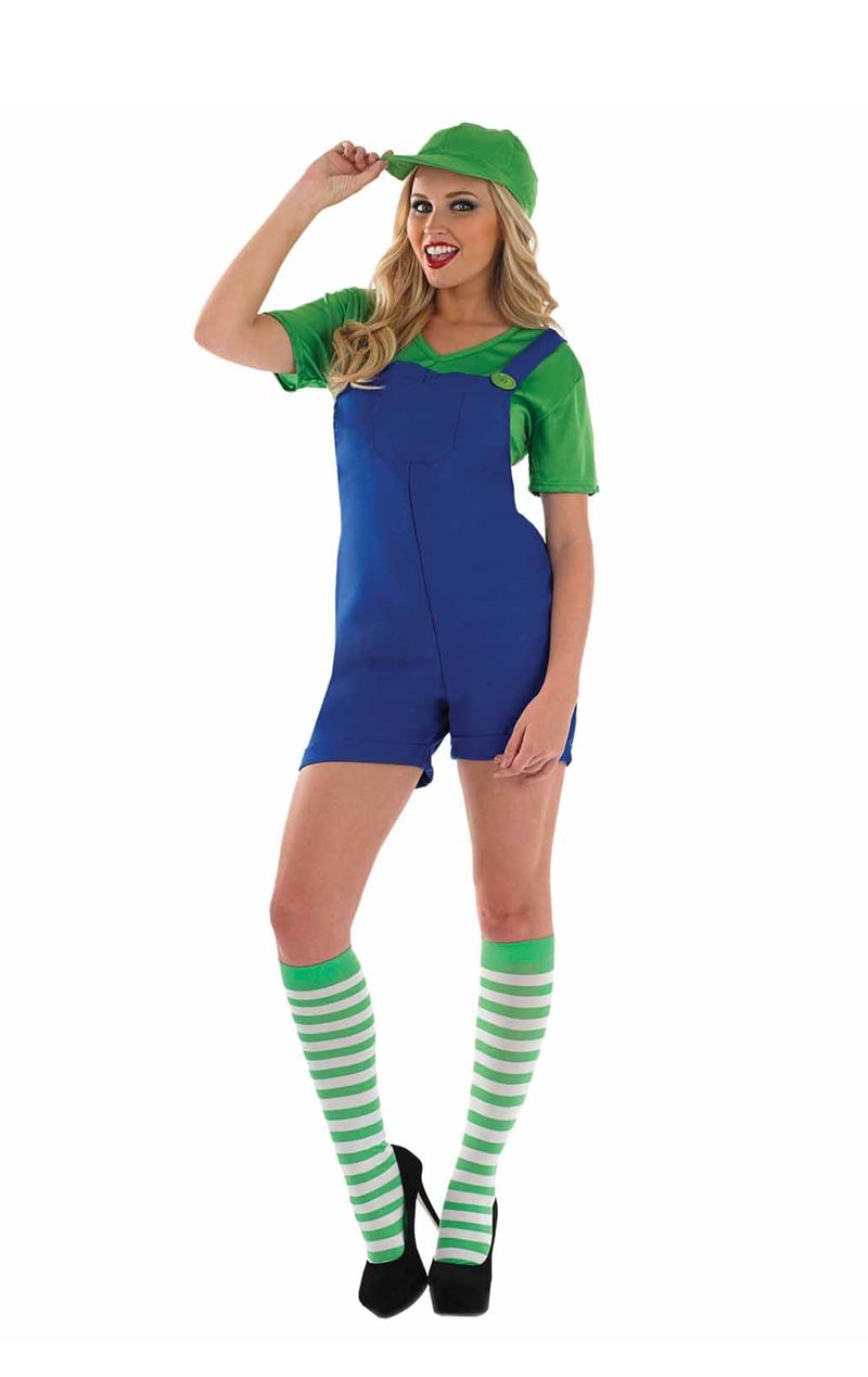 Womens Green Plumber Costume - Joke.co.uk