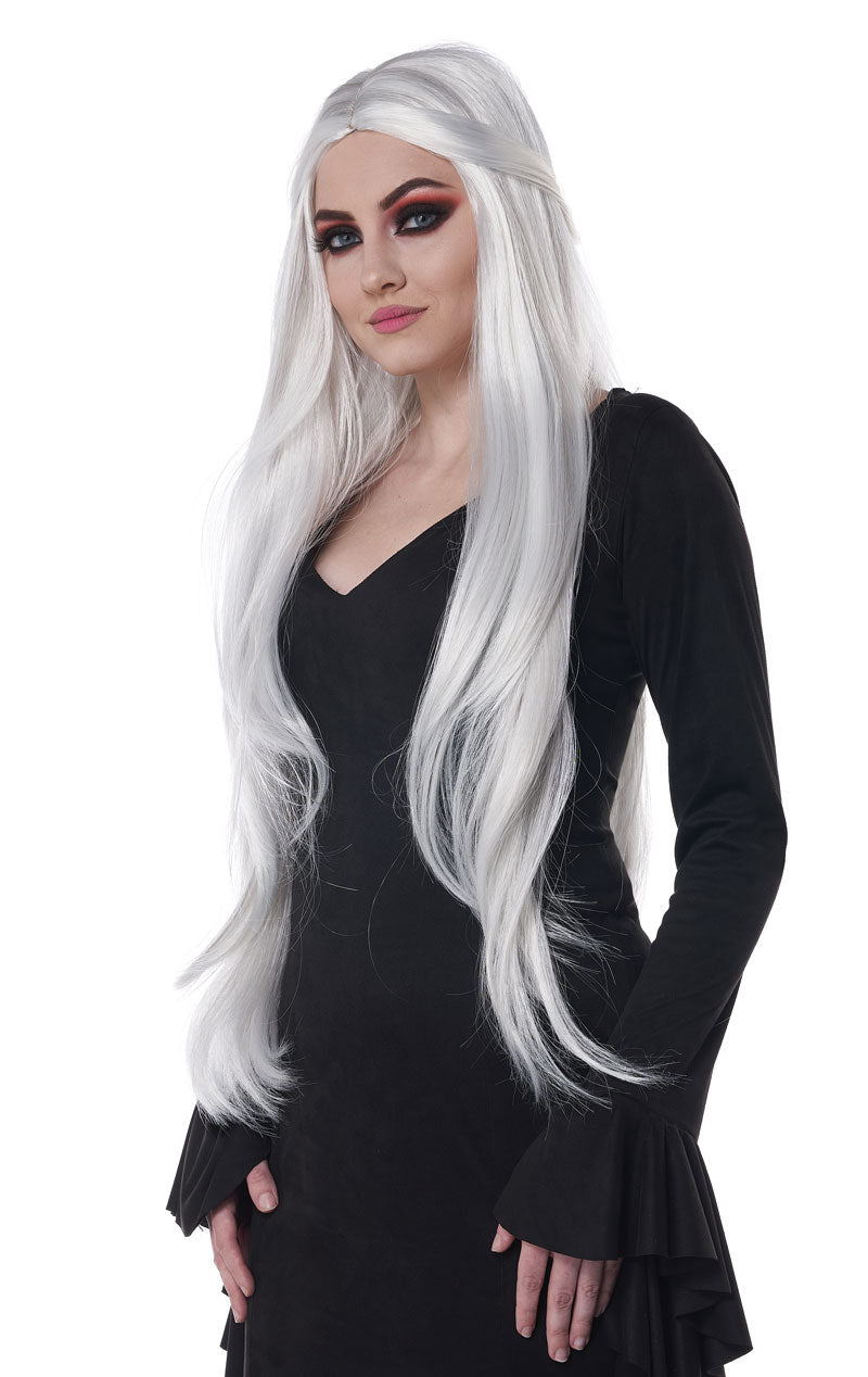 Womens White Extra Long Cosplay Wig - Joke.co.uk