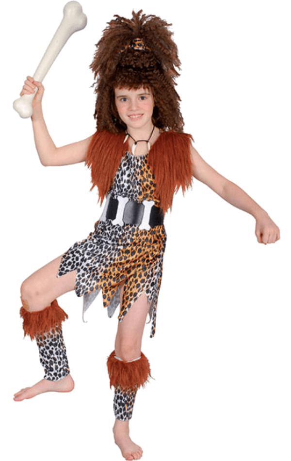 Child Cavegirl and Wig Costume