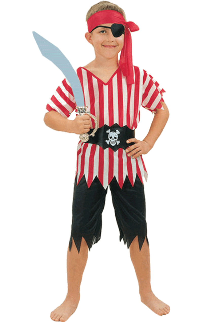 Childrens Striped Pirate Boy Costume
