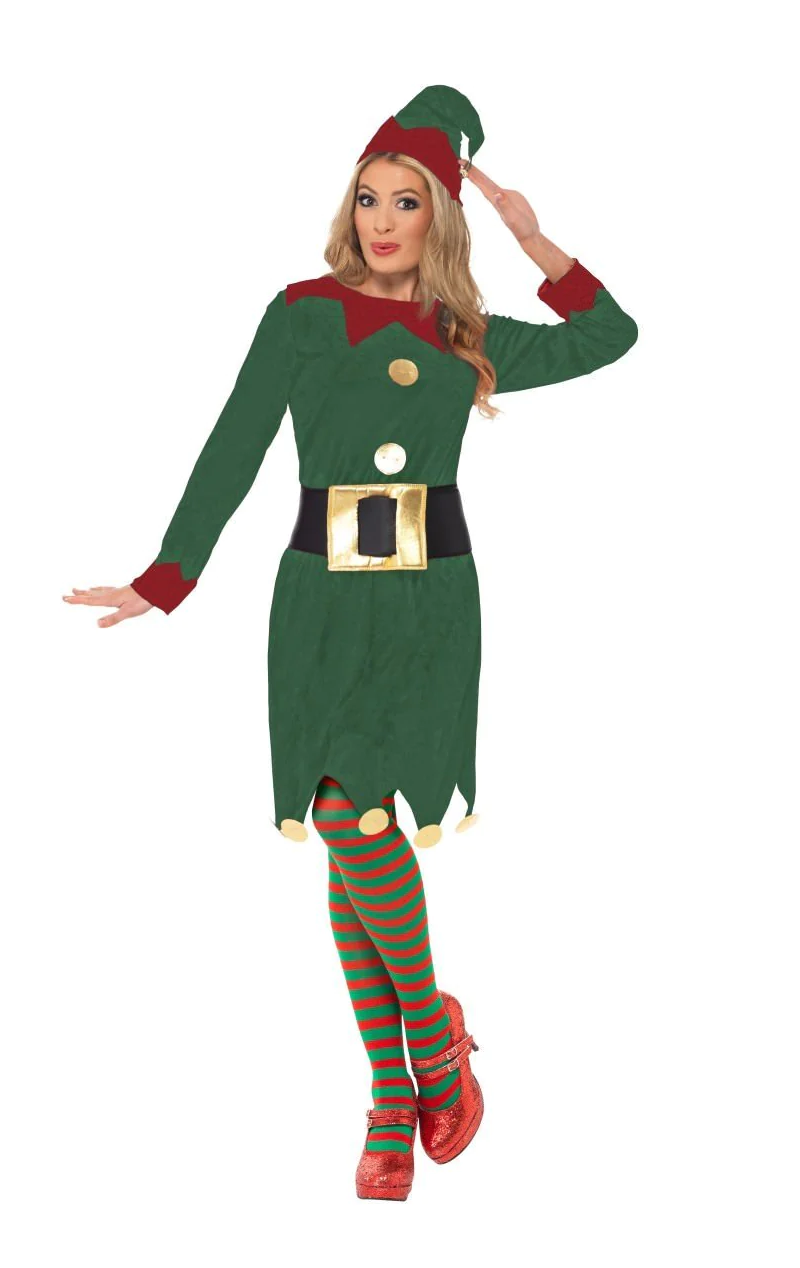 Womens Happy Christmas Elf Costume
