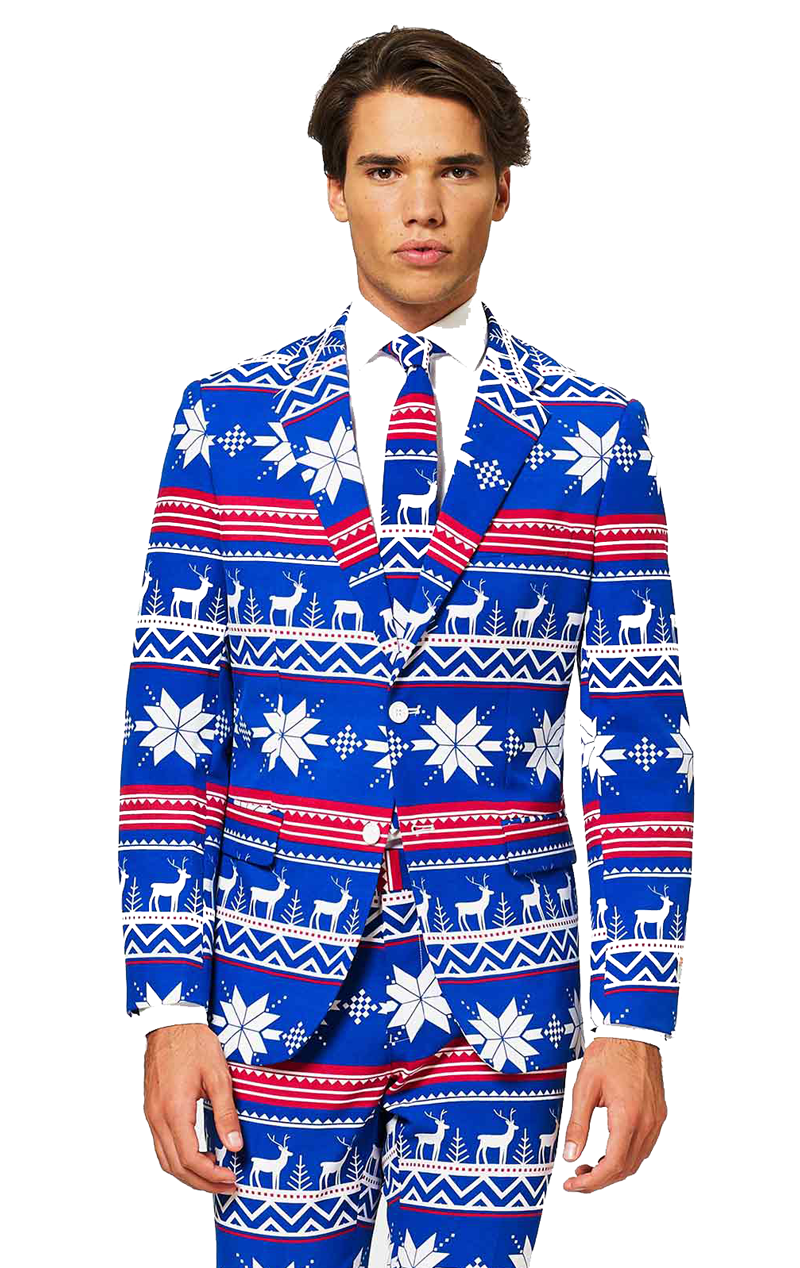 OppoSuits Mens Rudolph Print Christmas Suit