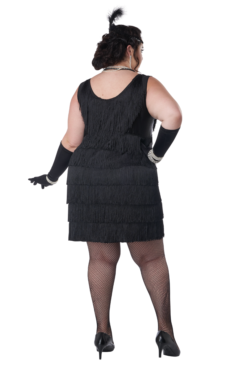 Womens Black Plus Size 20s Flapper Costume