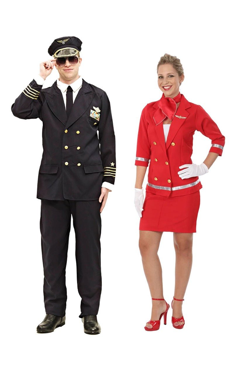 Air Hostess & Pilot Couples Costume - Joke.co.uk