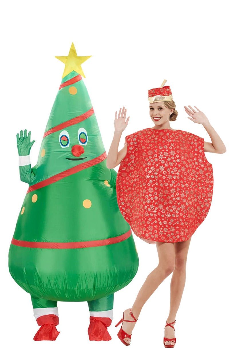 Inflatable Christmas Tree & Baubles Couples Costume - Joke.co.uk
