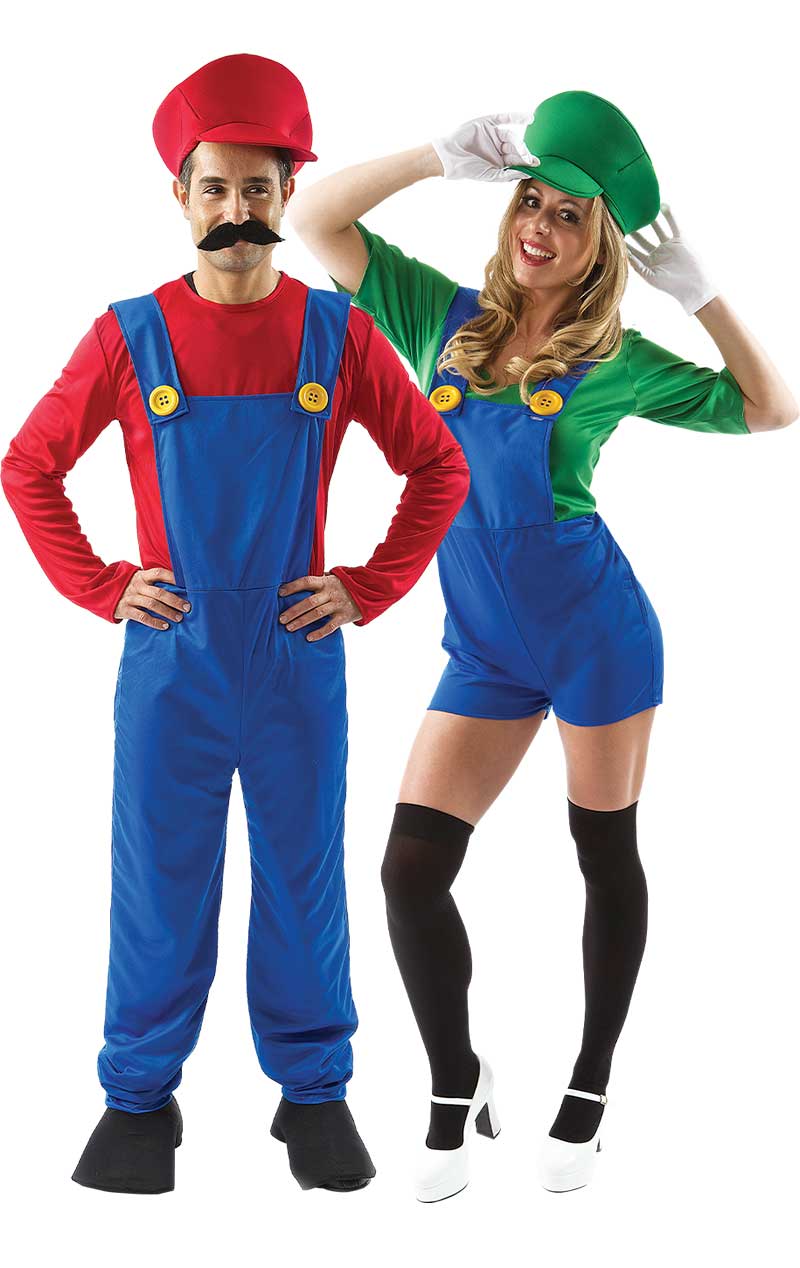 Man & Woman Video Game Plumbers Couples Costume - Joke.co.uk