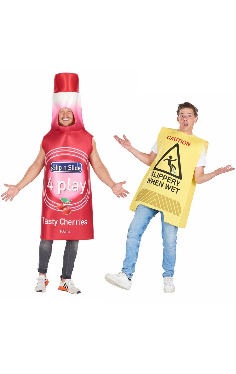Pleasure & Wet Floor Sign Couples Costume - Joke.co.uk