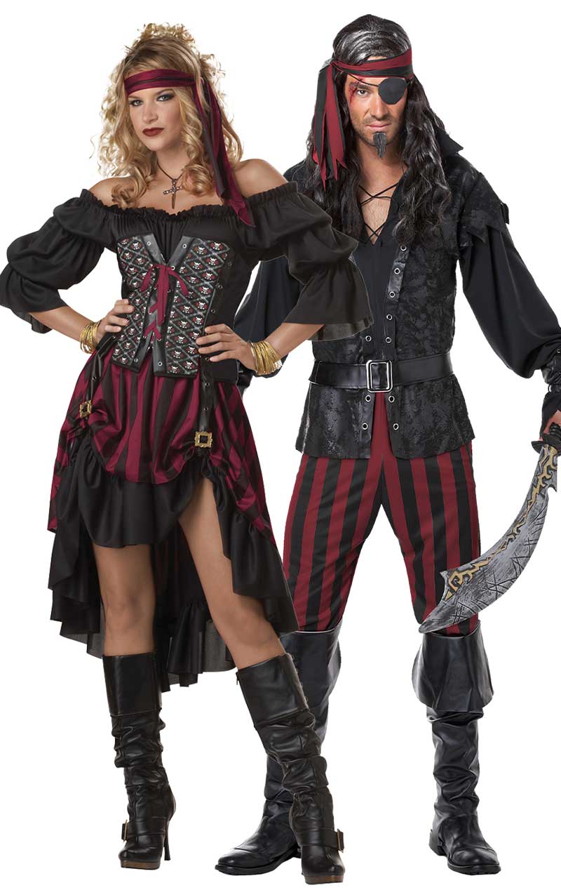 Ruthless Rogue Pirate & Seven Seas Pirate Couples Costume - Joke.co.uk
