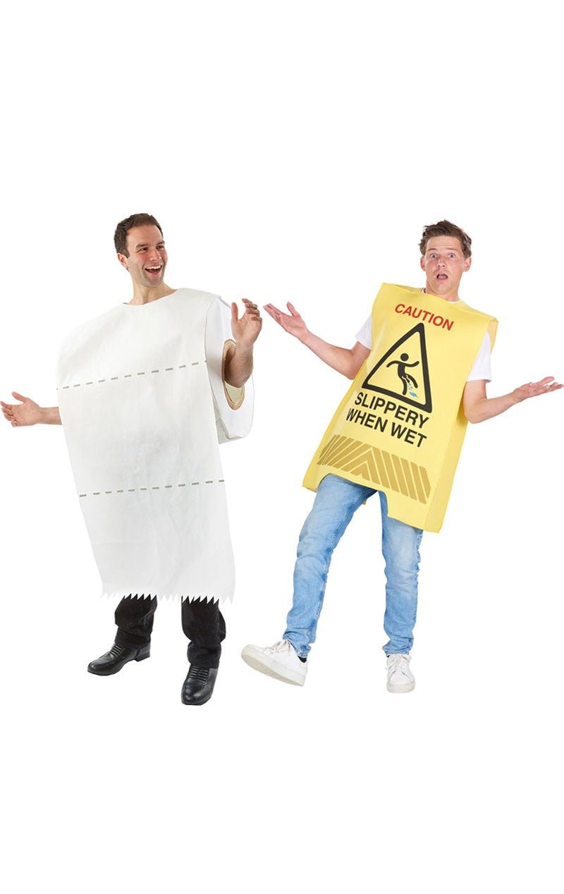 Toilet Roll & Wet Floor Sign Couples Costume - Joke.co.uk