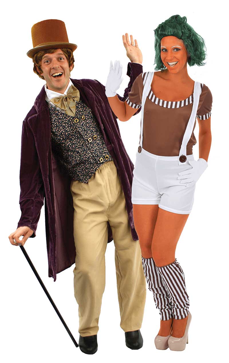 Willy Wonka & Oompa Loompa Couples Costume - Joke.co.uk