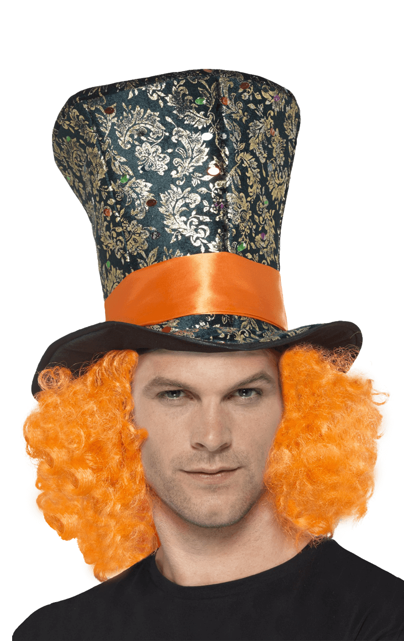 Orange Mad Hatter Hair and Hat