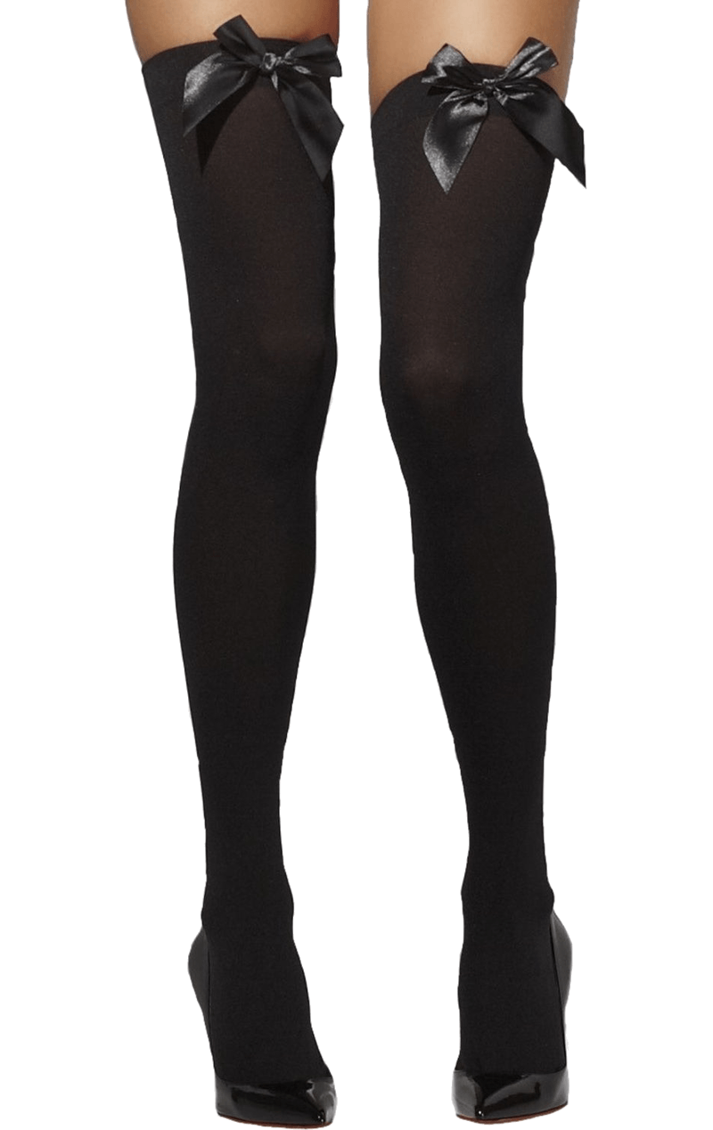 Women Black Bow Stockings