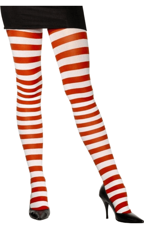 Womens Red and White Striped Tights