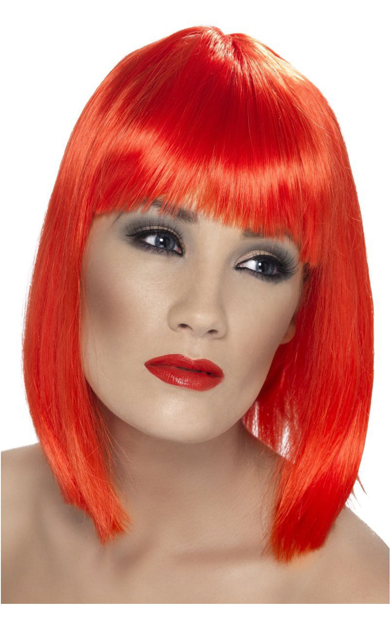 Adult Neon Red Glam Wig