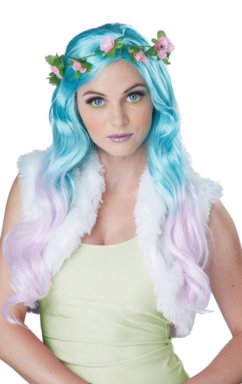 Floral Fantasy Blue and Pink Wig