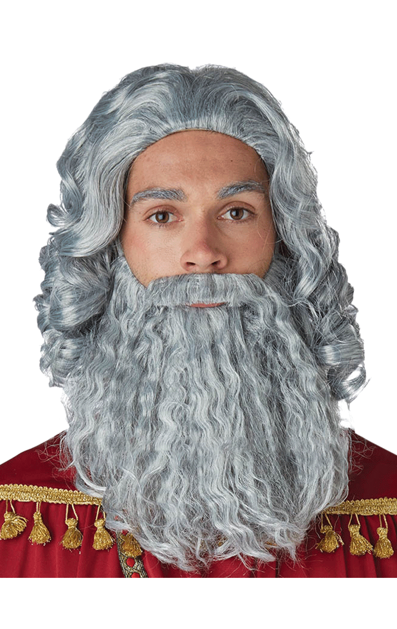 Mens Grey Biblical King Wig and Beard
