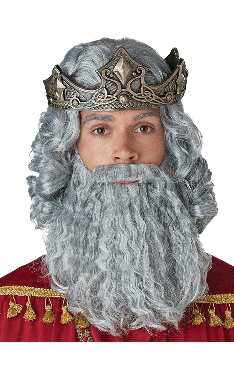 Mens Grey Biblical King Wig and Beard
