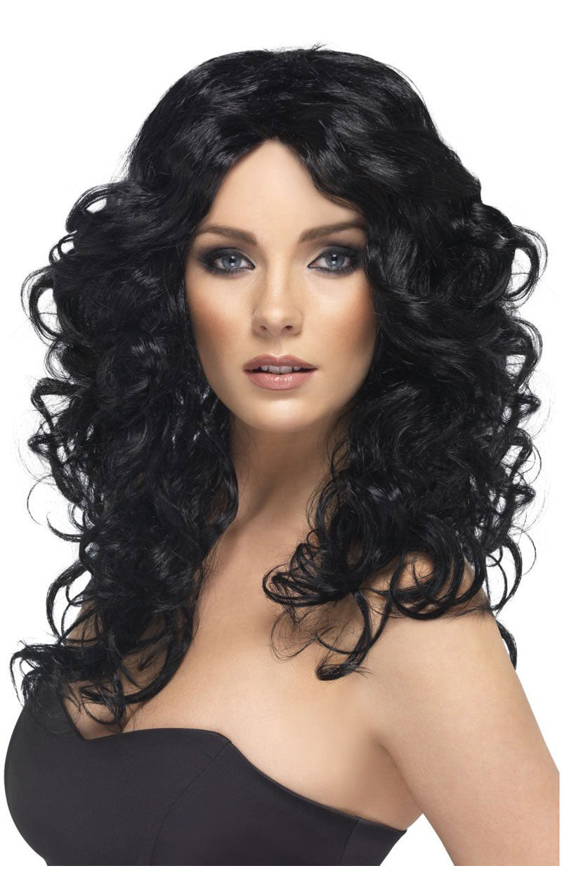 Long Curly Black Glamour Wig