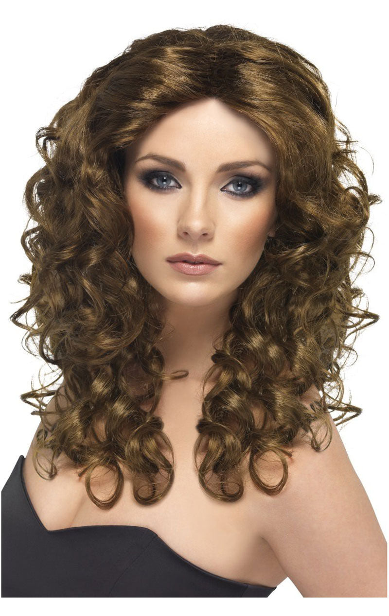 Long Curly Brown Glamour Wig