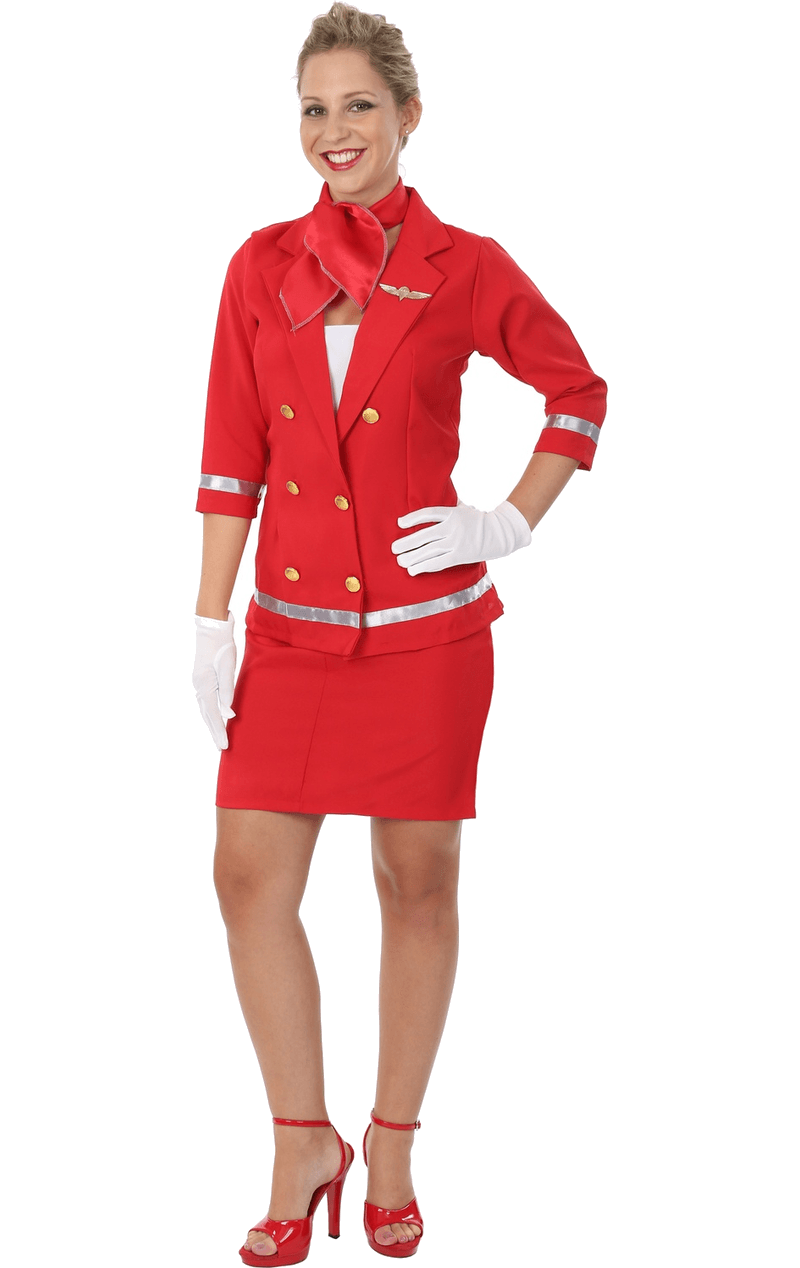 Adult Sizzling Red Air Hostess Costume