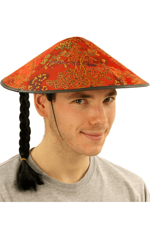 Chinese Coolie Hat with Plait