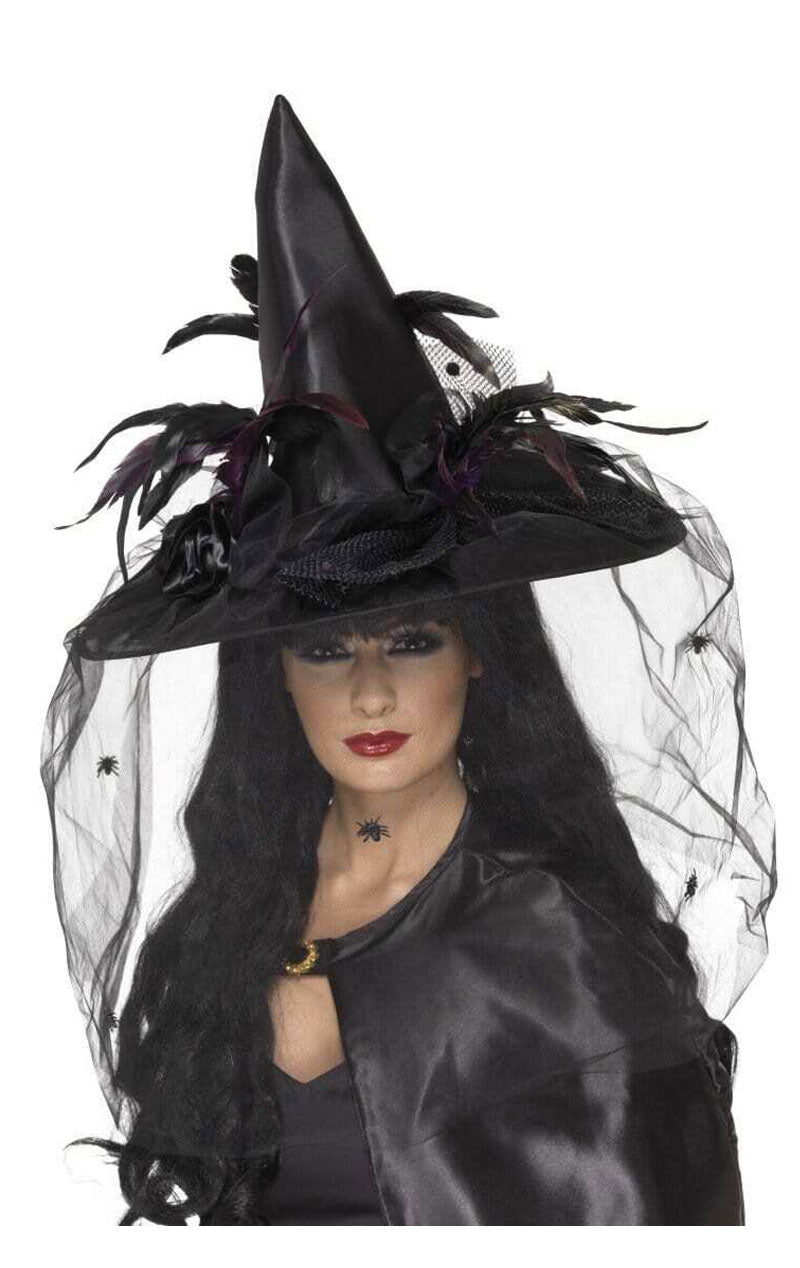 Black Spell Caster Hat with Veil