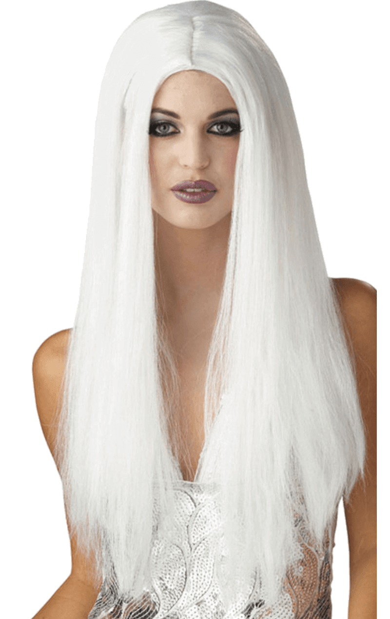 Womens Long White Halloween Wig