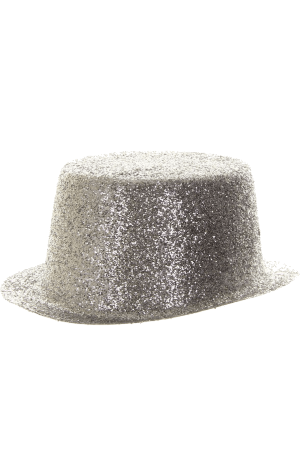 Silver Glitter Top Hat Accessory