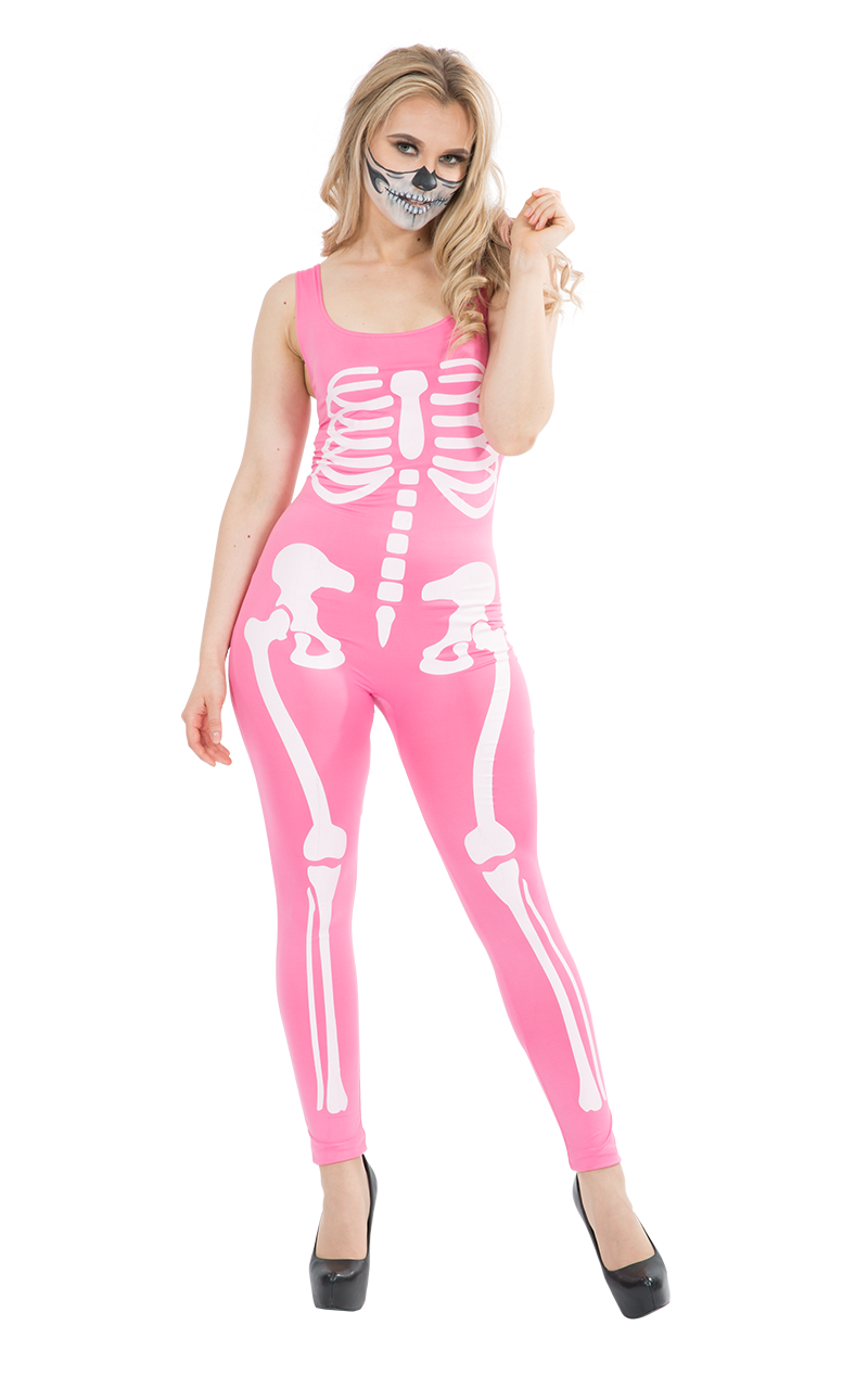 Womens Pink Skeleton Jumpsuit