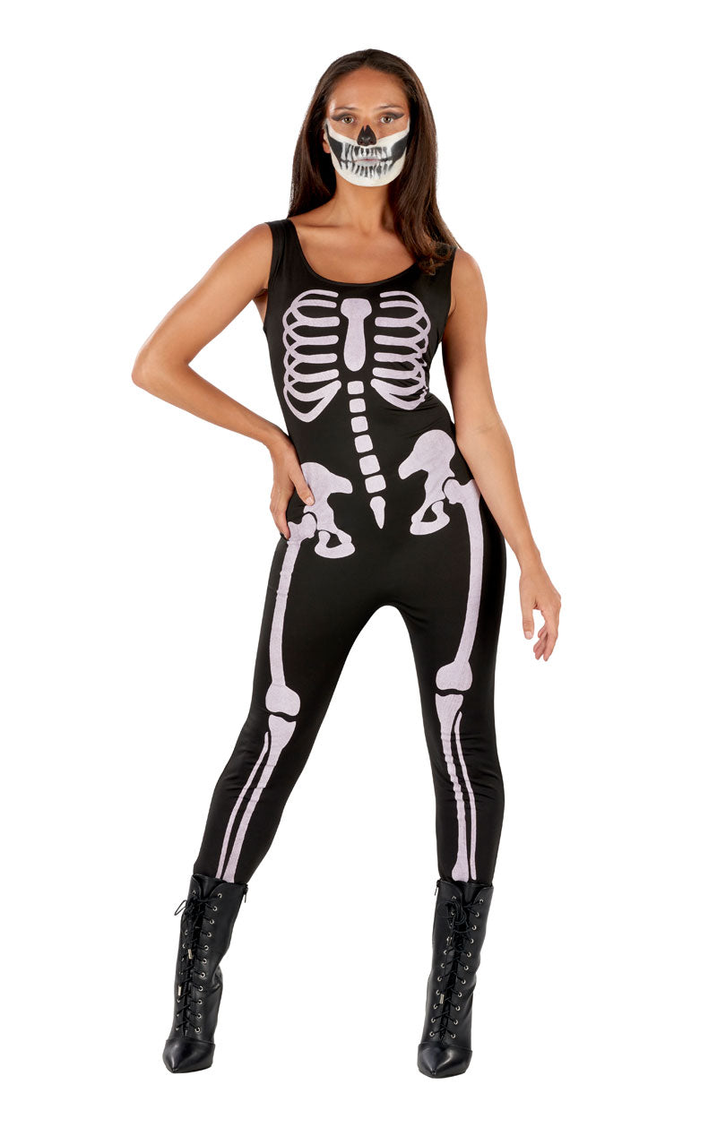 Womens Skeleton Jumpsuit Costume